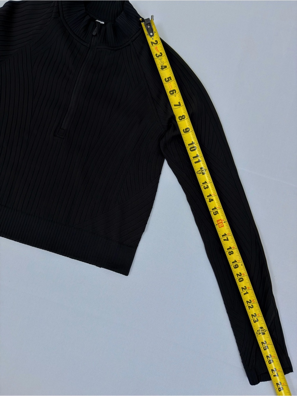 Lululemon Rest Less Cropped Half Zip Black Ribbed Top Size 4 - Picture 8 of 9